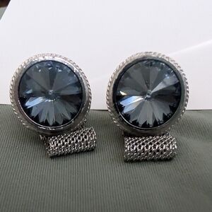 Dante Blue Crystal Mesh Cufflinks